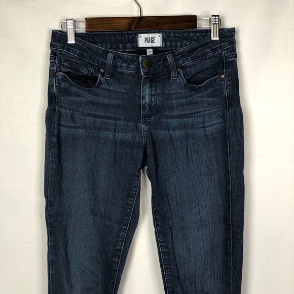 PAIGE Dark Blue Wash Verdugo Skinny Ankle Cropped Jeans 29 - Picture 4 of 10